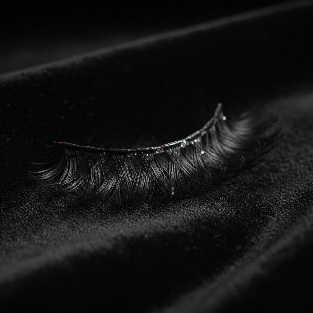 Fluffy Wimpern auf schwarzem Samt