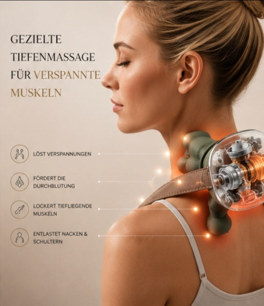 Shiatsu Nacken- & Rückenmassagegerät mit Wärme | Tiefenmassage für Zuhause & Büro